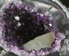 Purple Amethyst Geode With Calcite Crystals #30929-1